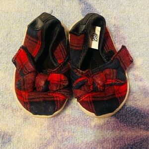 Tiny Toms Baby Toddler Shoes Lucas Slip-ons Buffalo Plaid Holiday Size 3